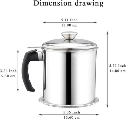 Stainless Steel Oil Pot With Filter & Lid