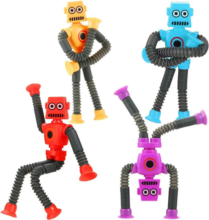 Children Suction Cup Toys Pop Tubes Stress Relief Telescopic Robot Toy